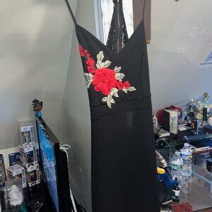 Black Rose Pencil Dress - Rainbow, Size Small.